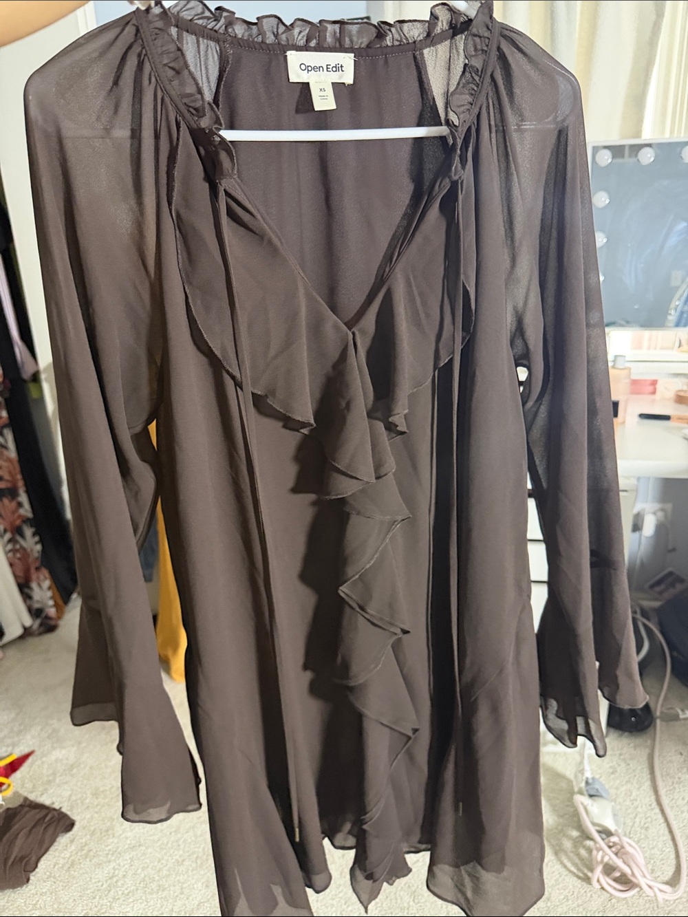 Open Edit Ruffle Chiffon Shift Dress - Picture 7 of 7